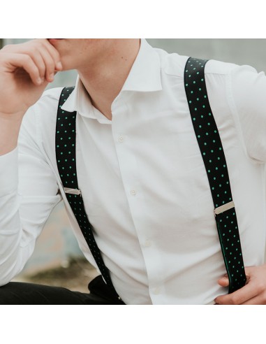 Tirantes Azul marino lunares verdes X