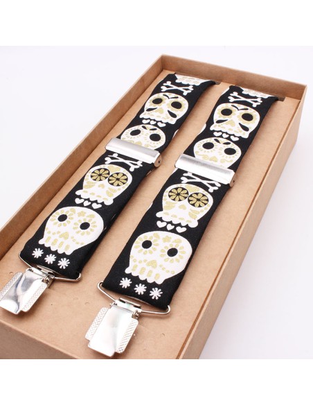 Tirantes  Calaveras Mexicanas Negro