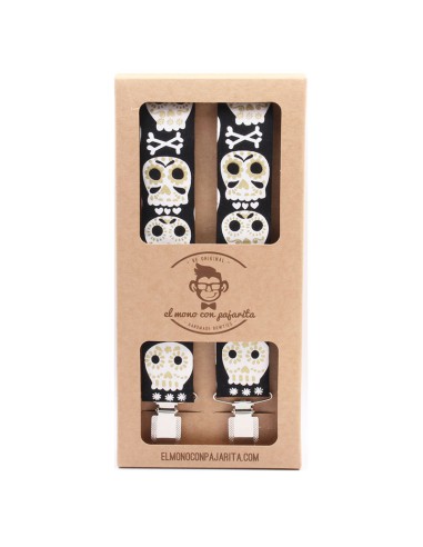 Tirantes  Calaveras Mexicanas Negro