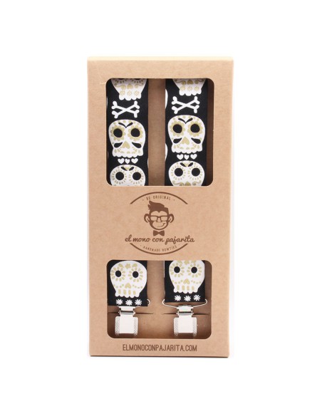 Tirantes  Calaveras Mexicanas Negro