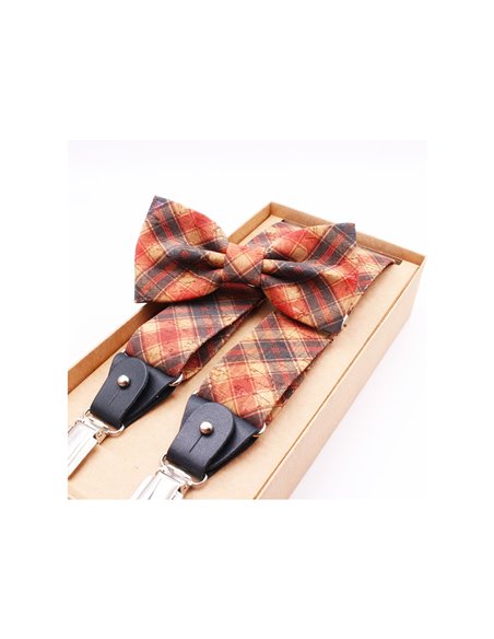 Conjunto Tirantes y Pajarita  Corcho Cuadros Conjunto Tirantes y Pajarita  Corcho Cuadros