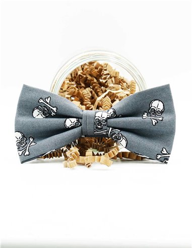 Conjunto Tirantes y Pajarita Calaveras Gris