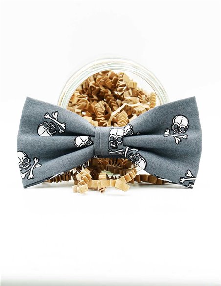 Conjunto Tirantes y Pajarita Calaveras Gris