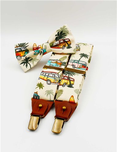 Conjunto Tirantes y Pajarita California Beige