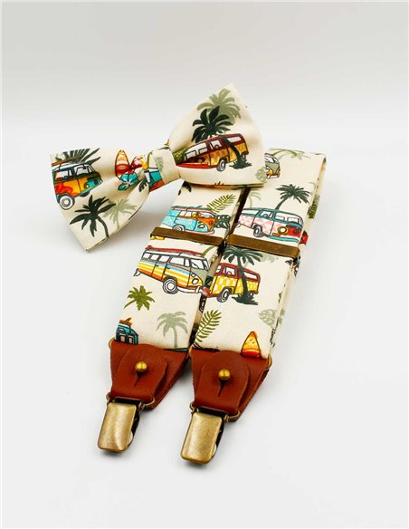 Conjunto Tirantes y Pajarita California Beige