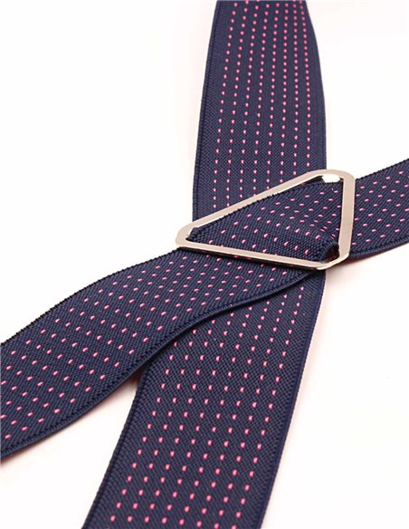 Tirantes Azul micro lunares rosas X/Y