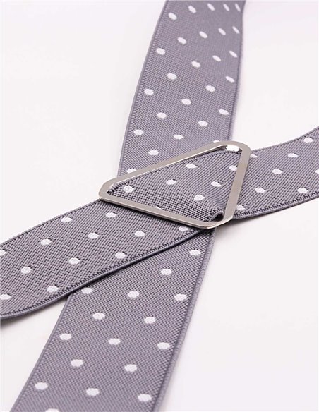 Tirantes Gris  lunares blancos X/Y