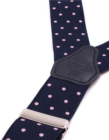 Tirantes azul marino lunares  rosas X/Y