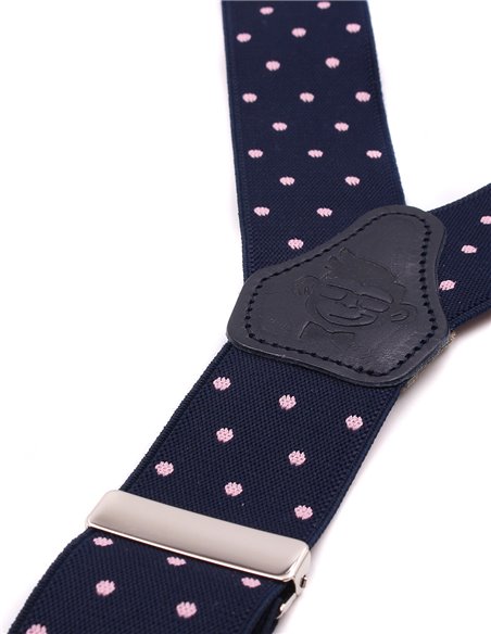 Tirantes azul marino lunares  rosas X/Y