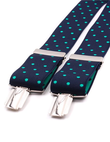 Tirantes Azul marino lunares verdes X/Y