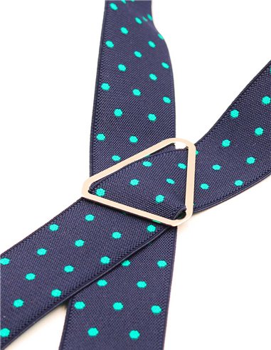 Tirantes Azul marino lunares verdes X/Y