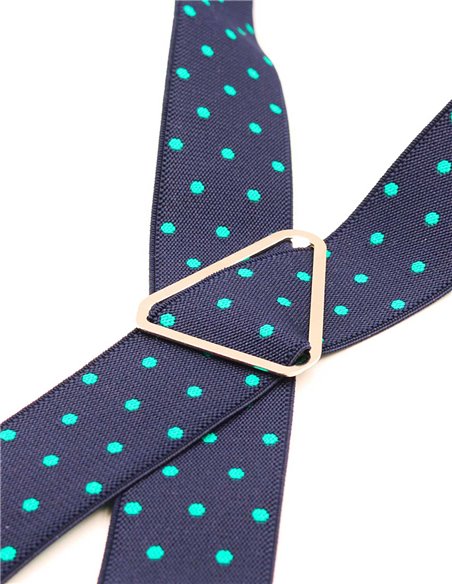 Tirantes Azul marino lunares verdes X/Y