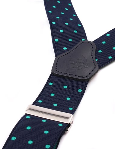 Tirantes Azul marino lunares verdes X/Y