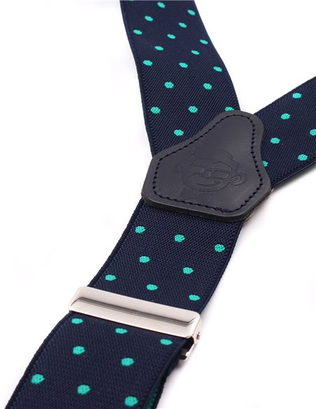 Tirantes Azul marino lunares verdes X/Y