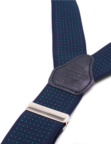 Tirantes Azul marino y micro lunares verdes X/Y
