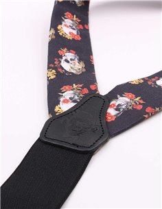 Conjunto Tirantes y Pajarita Calaveras Flores 2