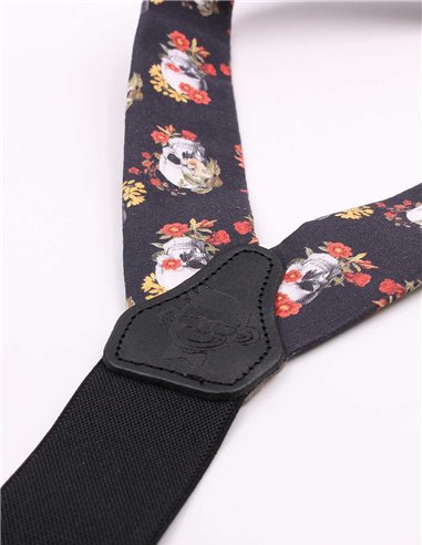 Conjunto Tirantes y Pajarita Calaveras Flores
