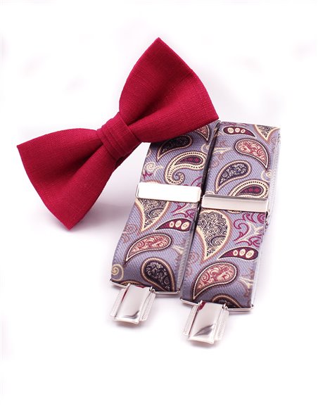 Conjunto Tirantes y Pajarita Lino Fucsia Conjunto Tirantes y Pajarita Lino Fucsia