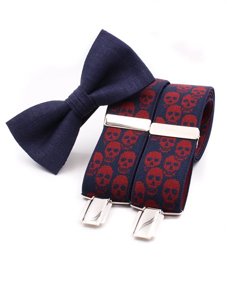 Conjunto Tirantes y Pajarita Lino Azul marino Conjunto Tirantes y Pajarita Lino Azul marino