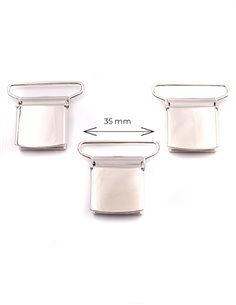 Juego 3 Pinzas de plata Cuadradas 35 mm