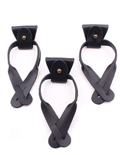 Juego 3 Terminales + Lazos de Cuero para Botones Negro Bronce