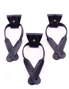 Juego 3 Terminales + Lazos de Cuero para Botones Azul Marino Bronce