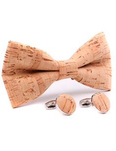 Conjunto Pajarita y Gemelos Corcho