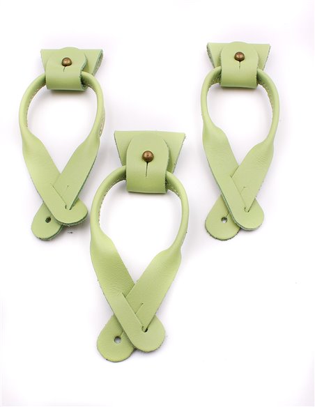 Juego 3 Terminales + Lazos de Cuero para Botones Verde Bronce