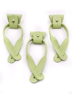 Juego 3 Terminales + Lazos de Cuero para Botones Verde Plata
