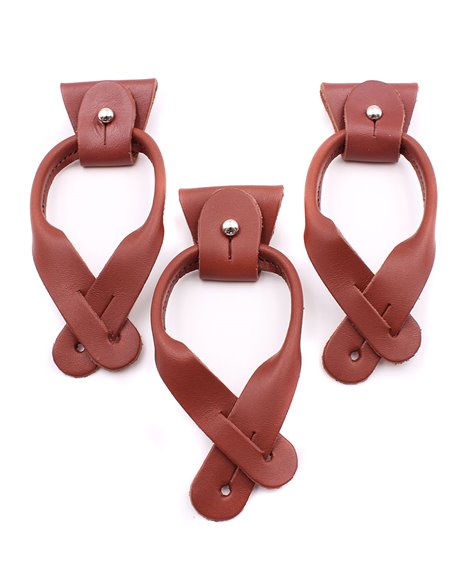 Juego 3 Terminales + Lazos de Cuero para Botones Marrón Plata