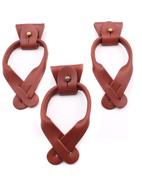 Juego 3 Terminales + Lazos de Cuero para Botones Marrón Bronce