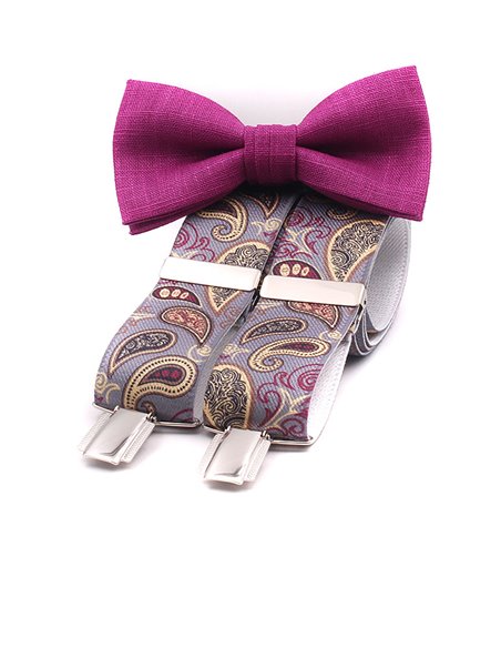 Conjunto Tirantes y Pajarita Lino Uva Conjunto Tirantes y Pajarita Lino Uva