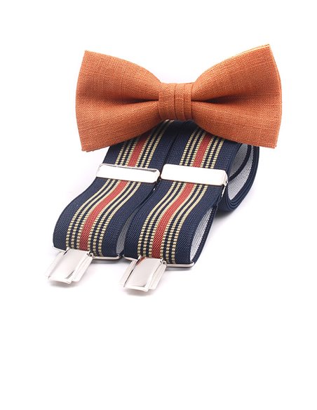 Conjunto Tirantes y Pajarita Lino Teja Conjunto Tirantes y Pajarita Lino Teja