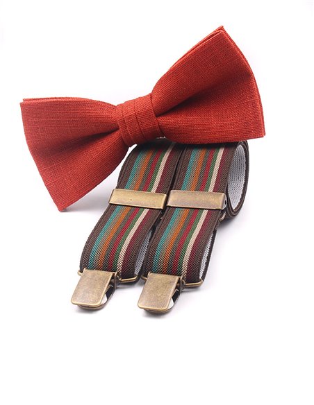 Conjunto Tirantes y Pajarita Lino Terracota Conjunto Tirantes y Pajarita Lino Terracota