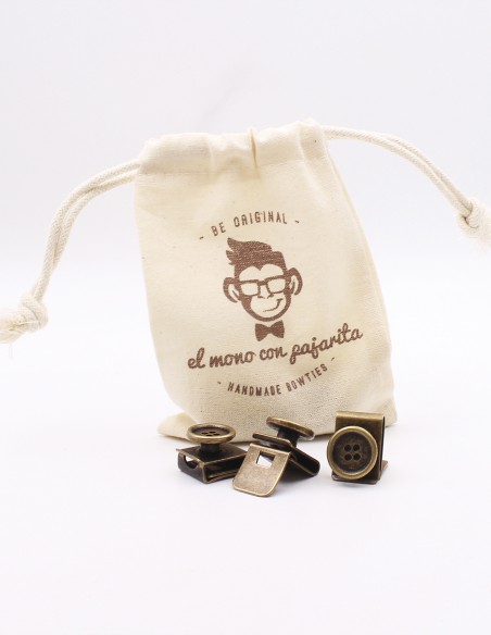 Juego 6 Botones para tirantes Bronce