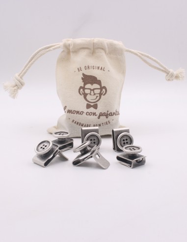 Juego 6 Botones para tirantes Plata