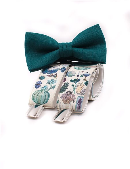 Conjunto Tirantes y Pajarita Lino Verde Conjunto Tirantes y Pajarita Lino Verde