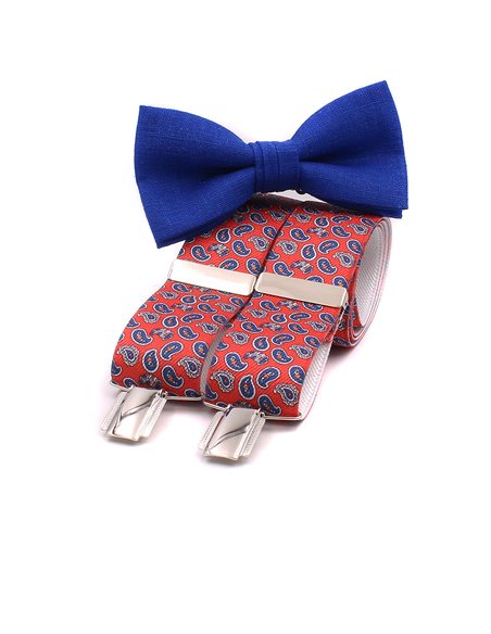 Conjunto Tirantes y Pajarita Lino VAzul