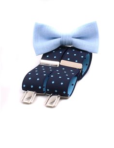 Conjunto Tirantes y Pajarita Lino azul claro