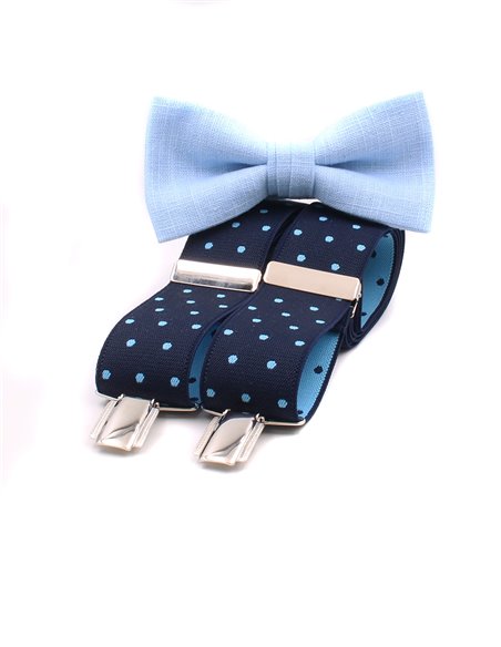 Conjunto Tirantes y Pajarita Lino azul claro Conjunto Tirantes y Pajarita Lino azul claro