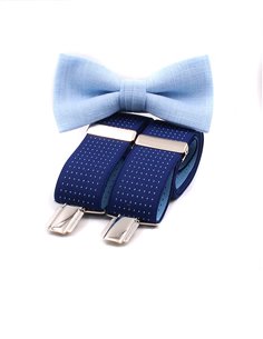 Conjunto Tirantes y Pajarita Lino azul claro 2