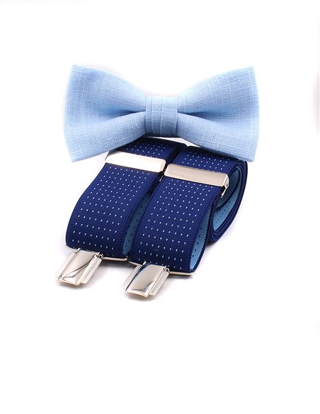 Conjunto Tirantes y Pajarita Lino azul claro 2 Conjunto Tirantes y Pajarita Lino azul claro 2