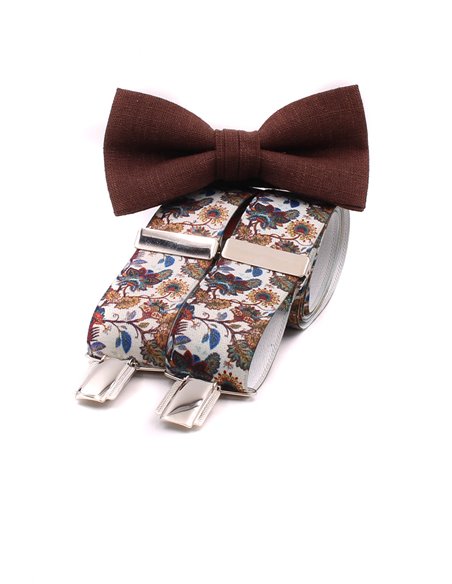 Conjunto Tirantes y Pajarita Lino marrón Conjunto Tirantes y Pajarita Lino marrón