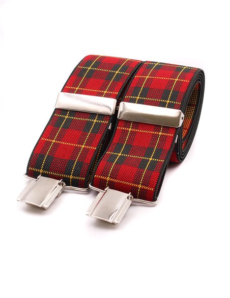 Tirantes cuadros Burdeos y verde Y