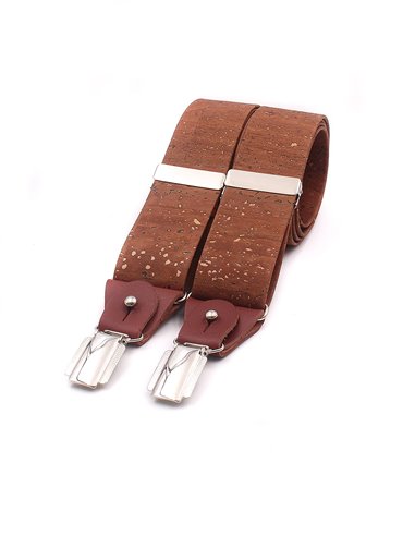 Conjunto Tirantes y Pajarita Corcho Marrón