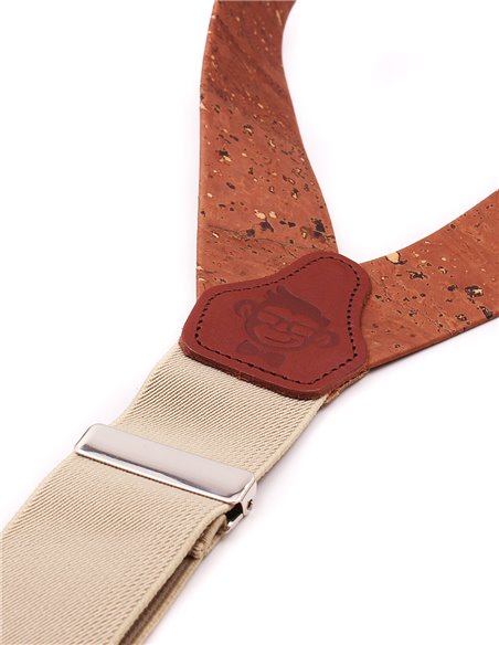 Conjunto Tirantes y Pajarita Corcho Marrón